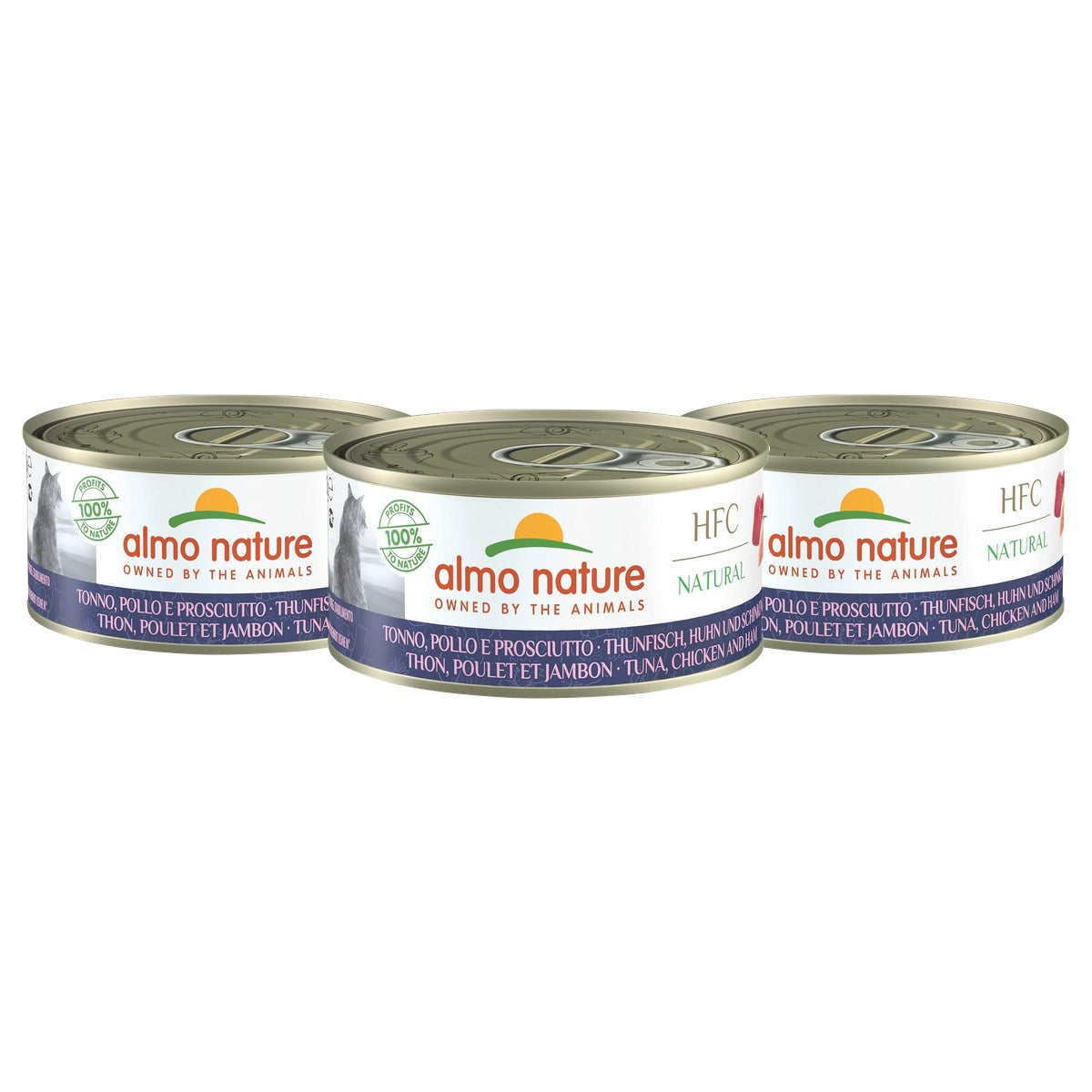 Almo Nature HFC Natural Natvoer Tonijn Kip en Ham 24 x 150 g - 3-pack