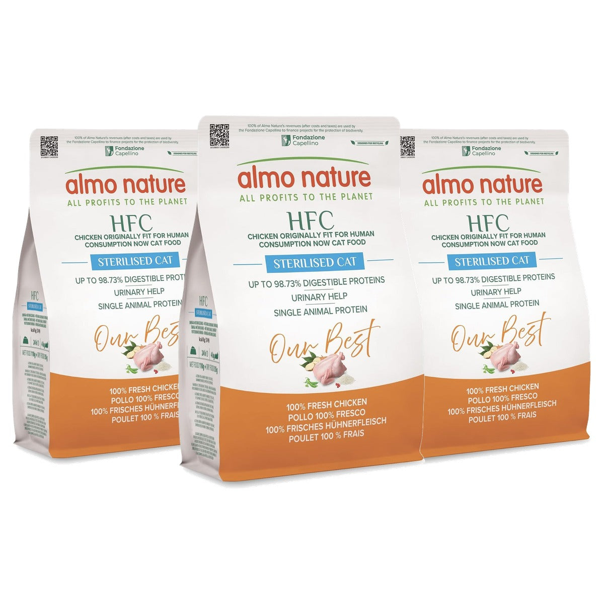 Almo Nature HFC Our Best Droogvoer voor Gesteriliseerde Katten Verse Kip 300 g - 3-pack
