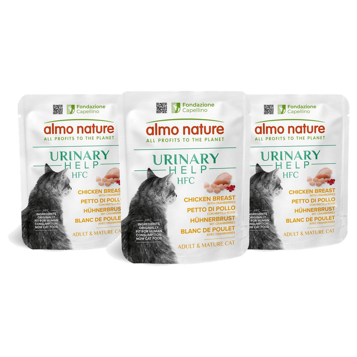 Almo Nature HFC Urinary Help Natvoer voor Katten Kippenborst en Veenbessen 24 x 50 g - 3-pack