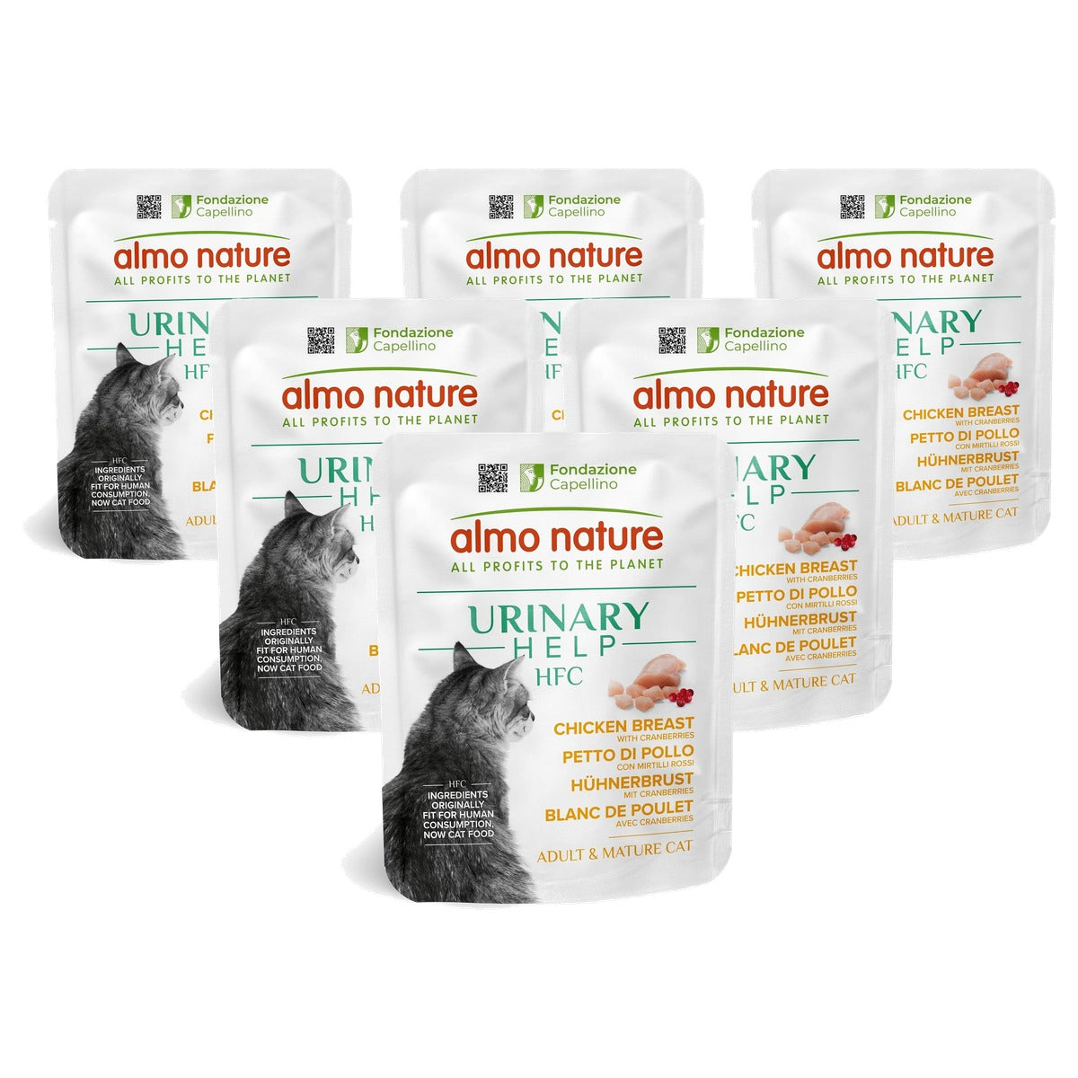 Almo Nature HFC Urinary Help Natvoer voor Katten Kippenborst en Veenbessen 24 x 50 g - 6-pack