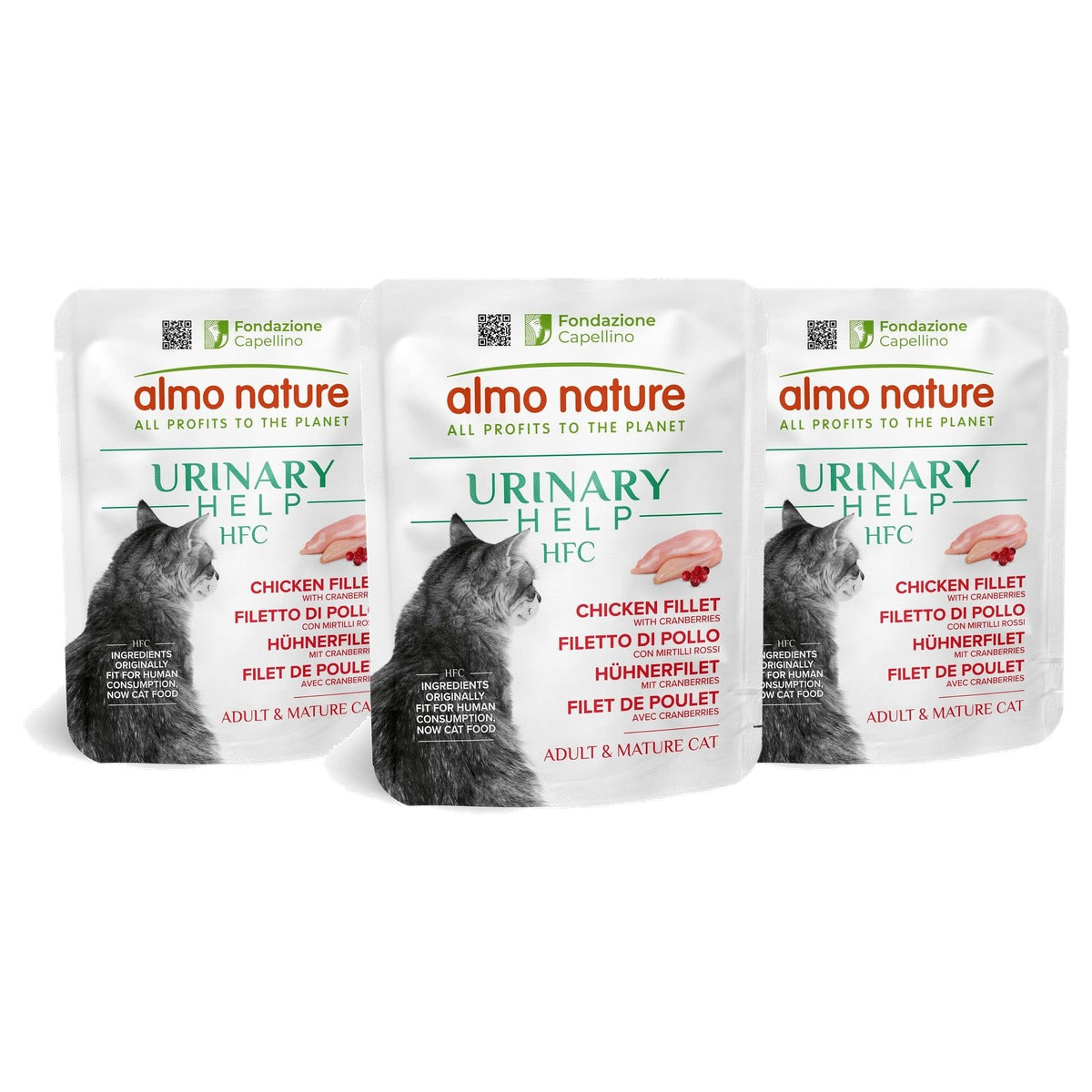 Almo Nature HFC Urinary Help Natvoer voor Katten Kip en Veenbessen 24 x 50 g - 3-pack