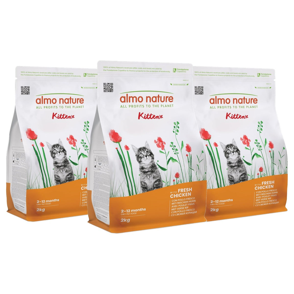 Almo Nature Holistic Kitten Droogvoer voor Kittens met Verse Kip 2 kg - 3-pack