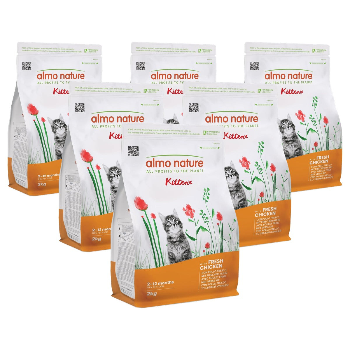 Almo Nature Holistic Kitten Droogvoer voor Kittens met Verse Kip 2 kg - 6-pack