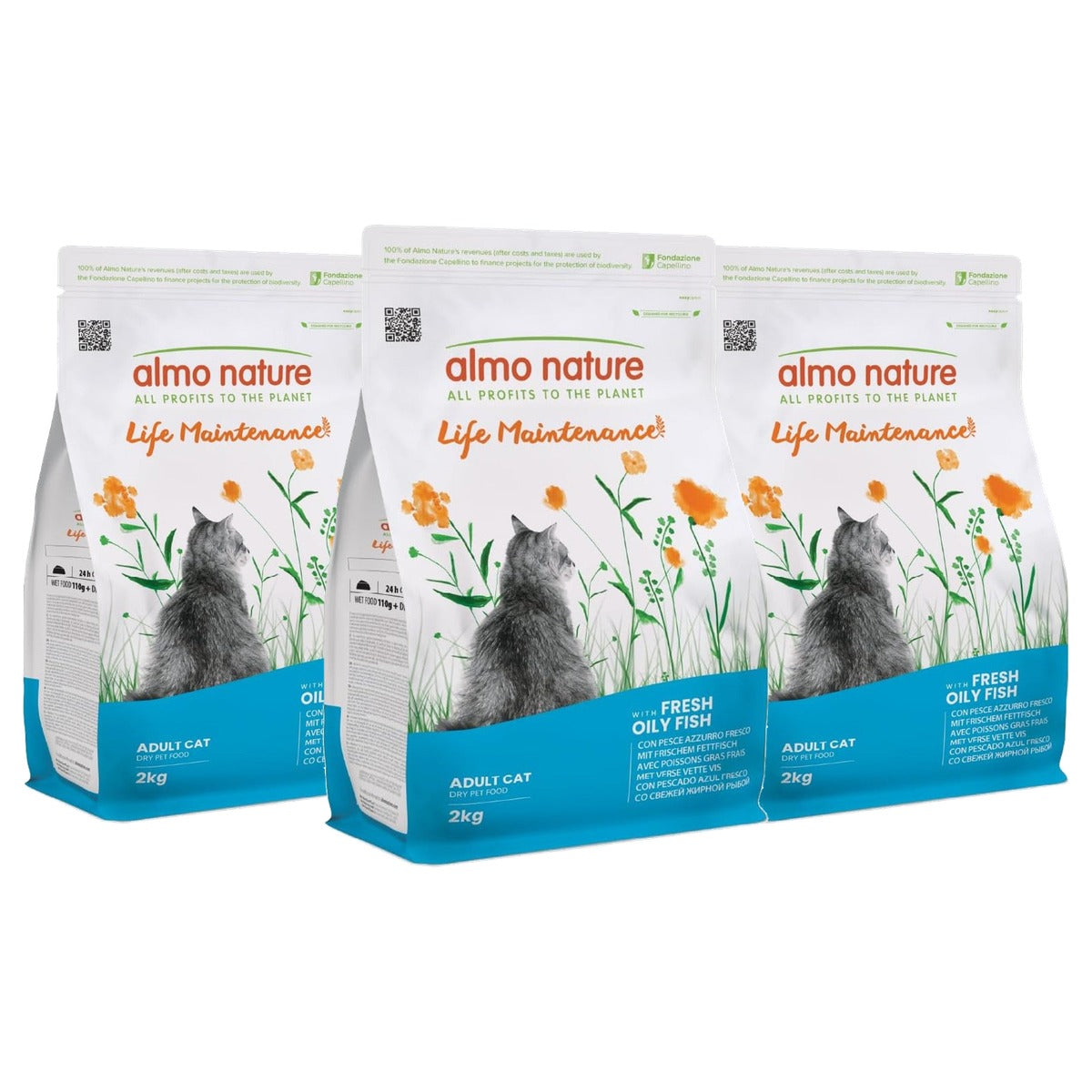 Almo Nature Holistic Maintenance Droogvoer voor Katten Witte Vis en Rijst 2 kg - 3-pack