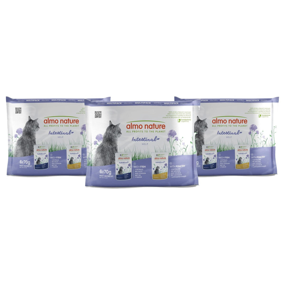 Almo Nature Intestinal Help Kattenvoer Vis en Gevogelte 6 x 70 g - 3-pack