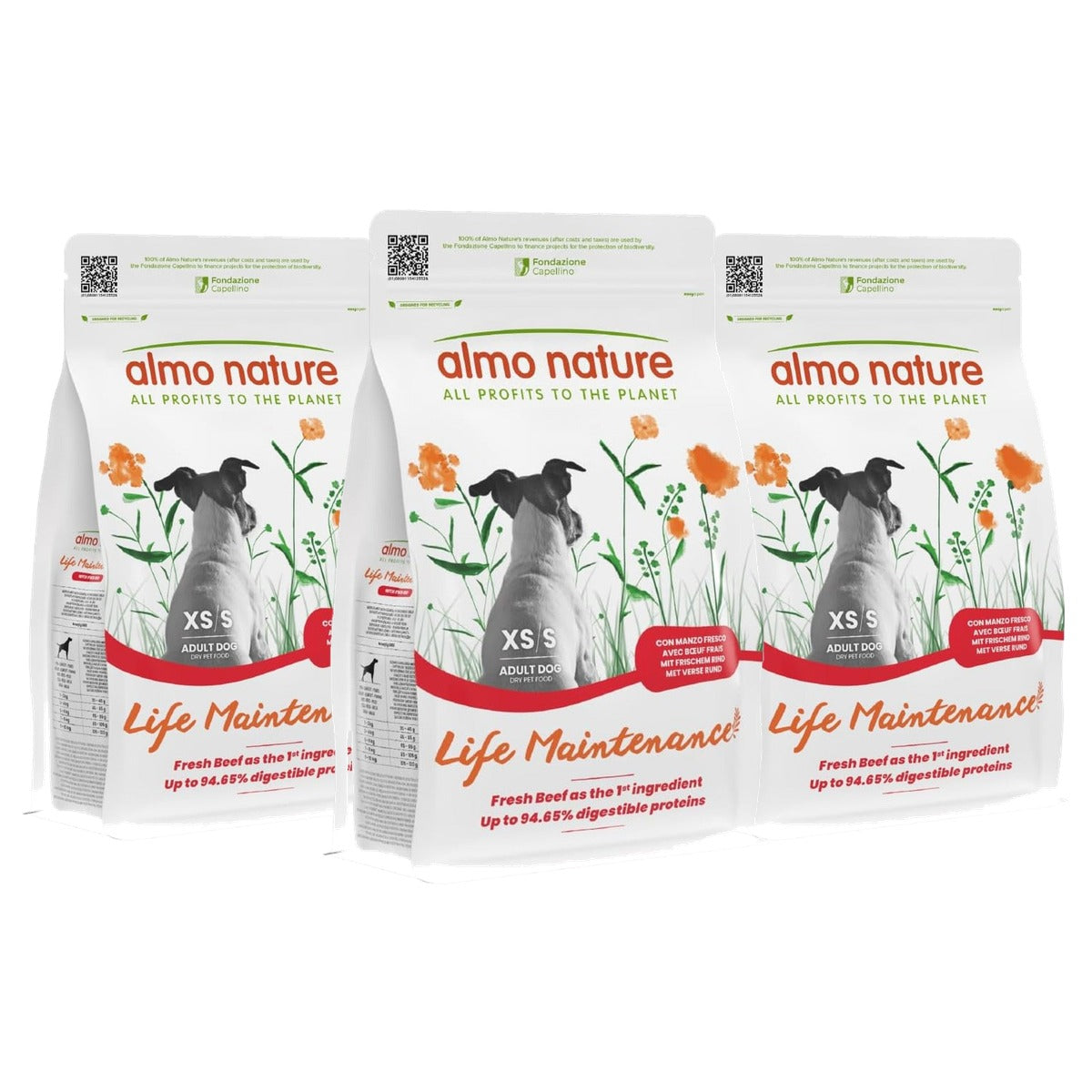 Almo Nature Life Maintenance Droogvoer Hond XS-S Rundvlees 2 kg - 3-pack