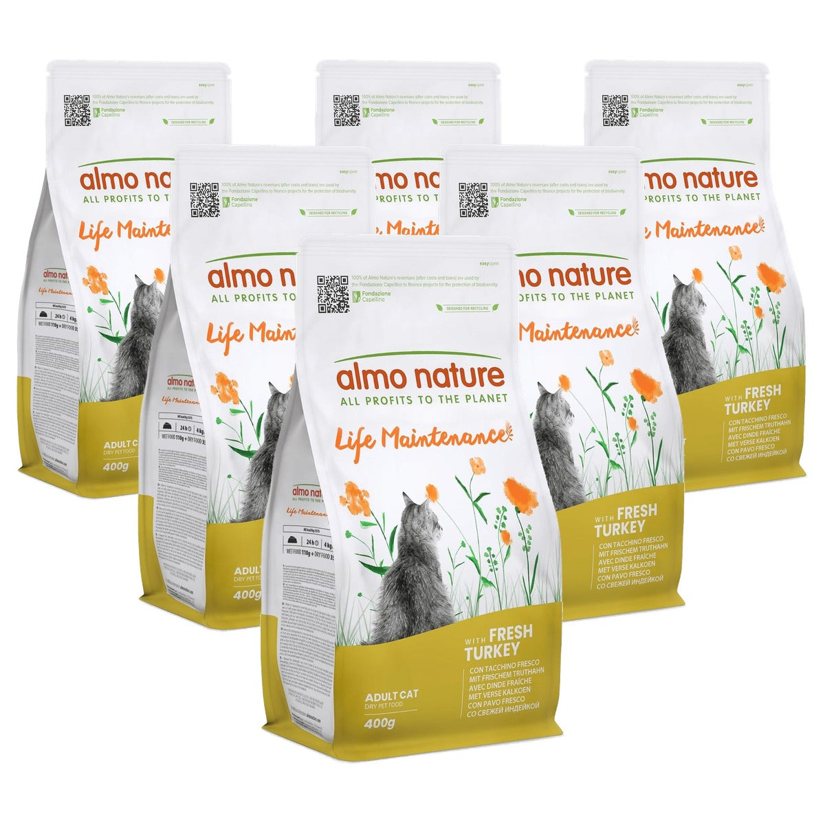 Almo Nature Life Maintenance Droogvoer Kat Verse Kalkoen 400 g - 6-pack