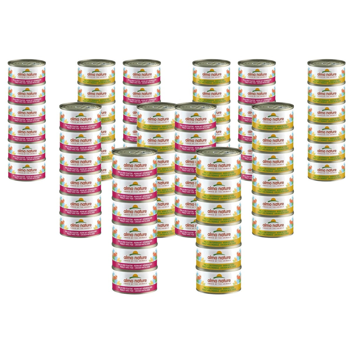 Almo Nature Megapack Kattenvoer Nat Kip en Lever & Kip met Kaas 6 x 70 g - 6-pack