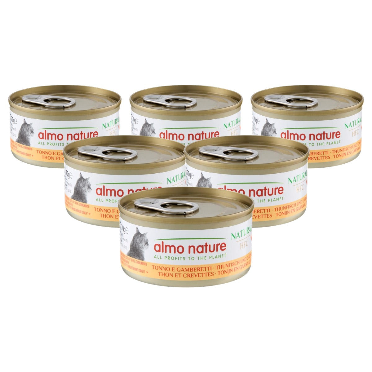 Almo Nature HFC Natural Kattenvoer Tonijn en Garnalen 24 x 70 g - 6-pack