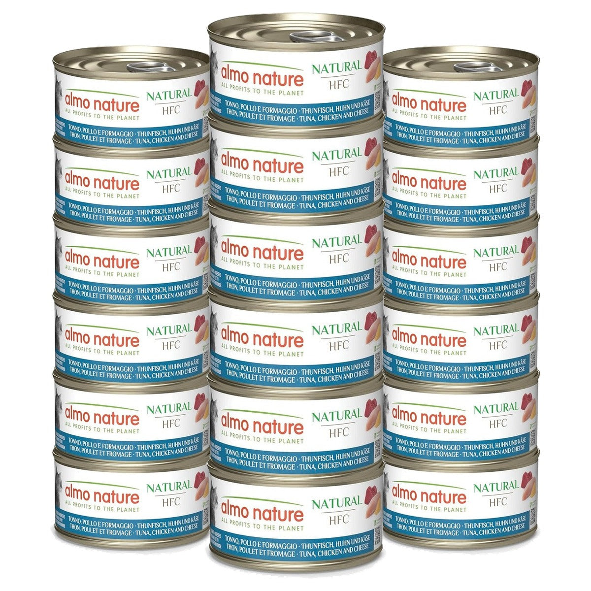 Almo Nature HFC Natural Kattenvoer Tonijn, Kip & Kaas 6 x 70 g - 3-pack