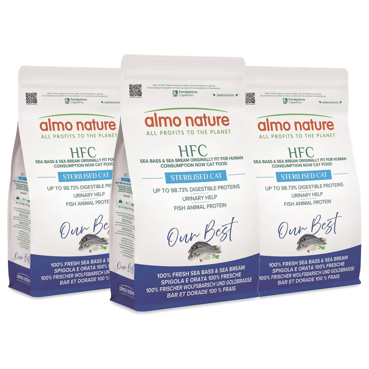 Almo Nature HFC Our Best Adult Gesteriliseerd Zeebaars en Zeebrasem 1,2 kg - 3-pack