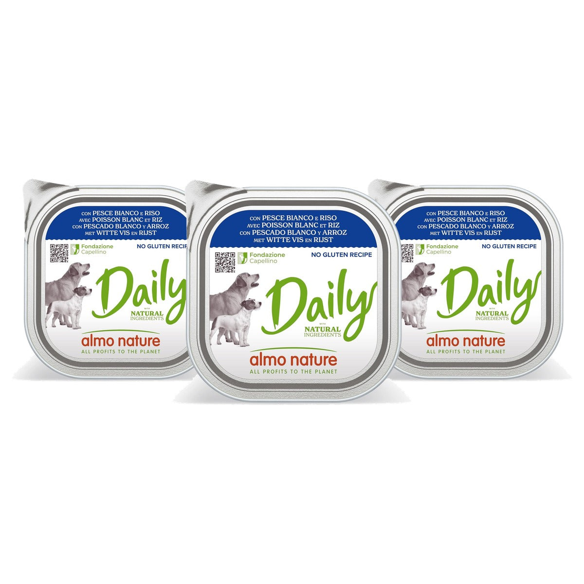 Almo Nature PFC Daily Hondenvoer Nat met Witte Vis en Rijst 300 g - 3-pack