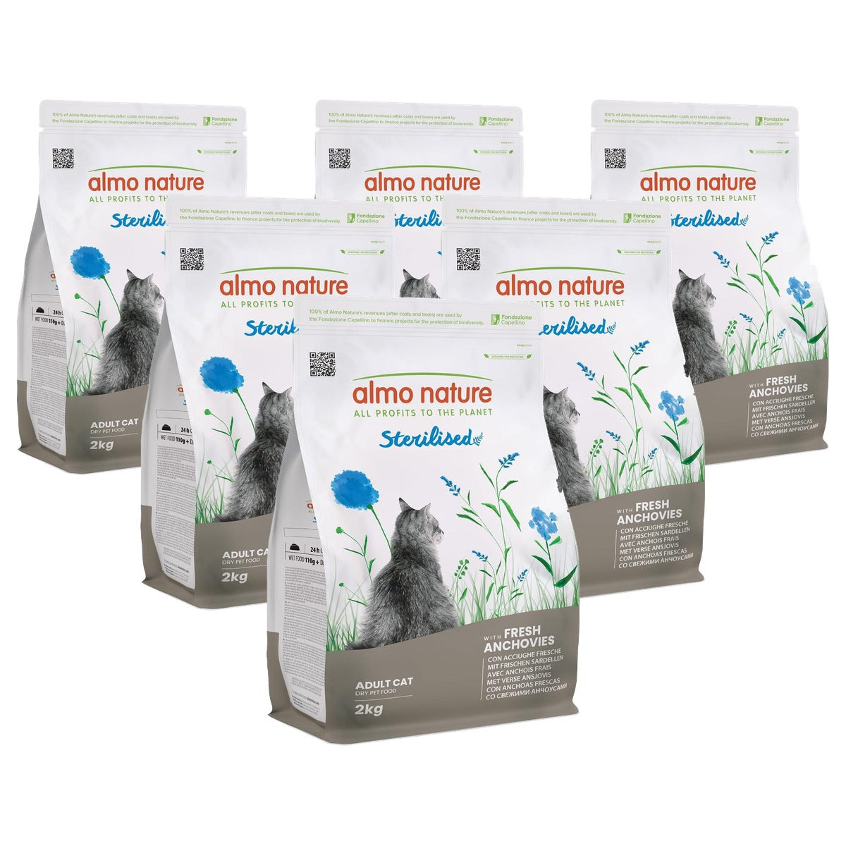 Almo Nature Sterilised Droogvoer Kat Verse Ansjovis 2 kg - 6-pack