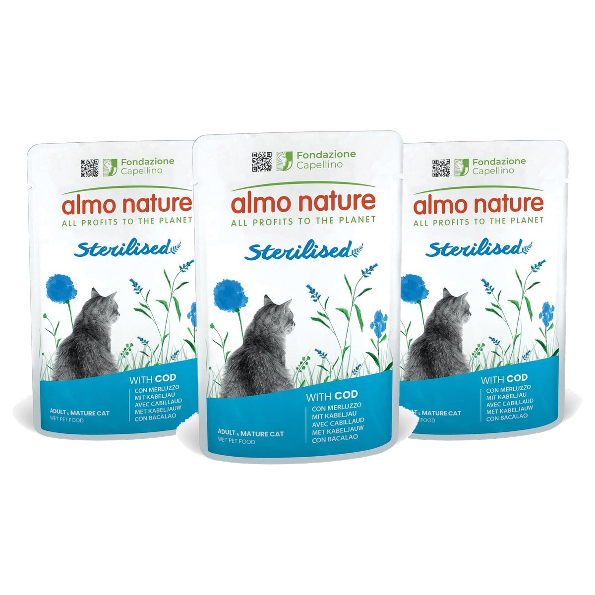 Almo Nature Sterilised Kattenvoer met Kabeljauw 30 x 70 g - 3-pack