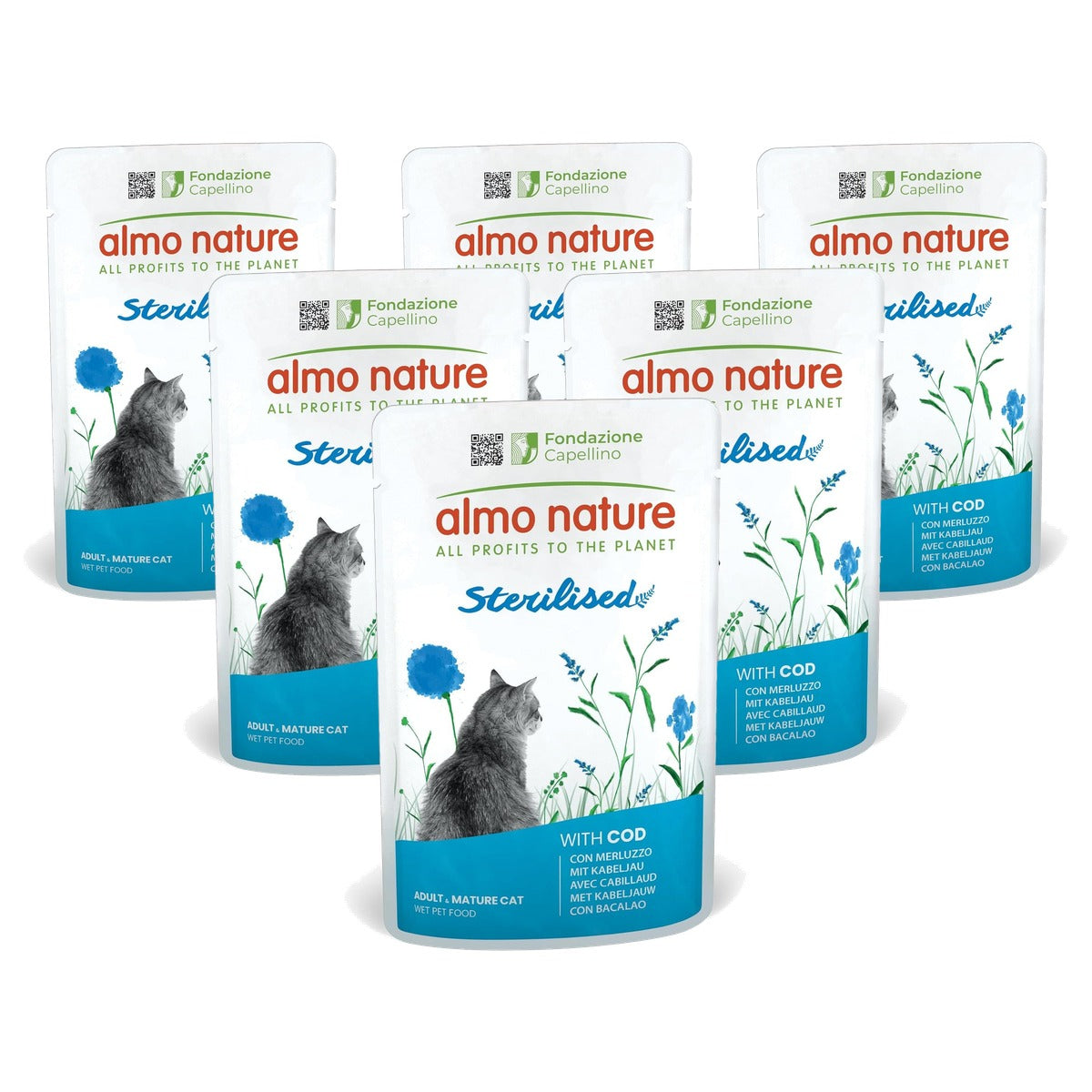 Almo Nature Sterilised Kattenvoer met Kabeljauw 30 x 70 g - 6-pack