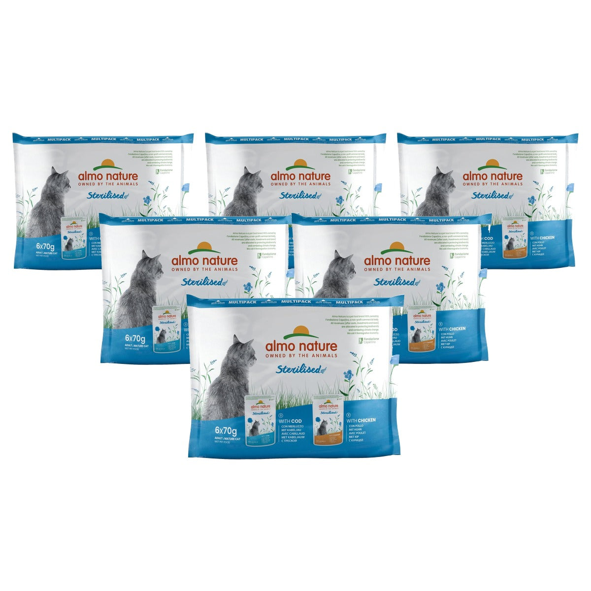 Almo Nature Sterilised Kattenvoer Kabeljauw en Kip 6 x 70 g - 6-pack