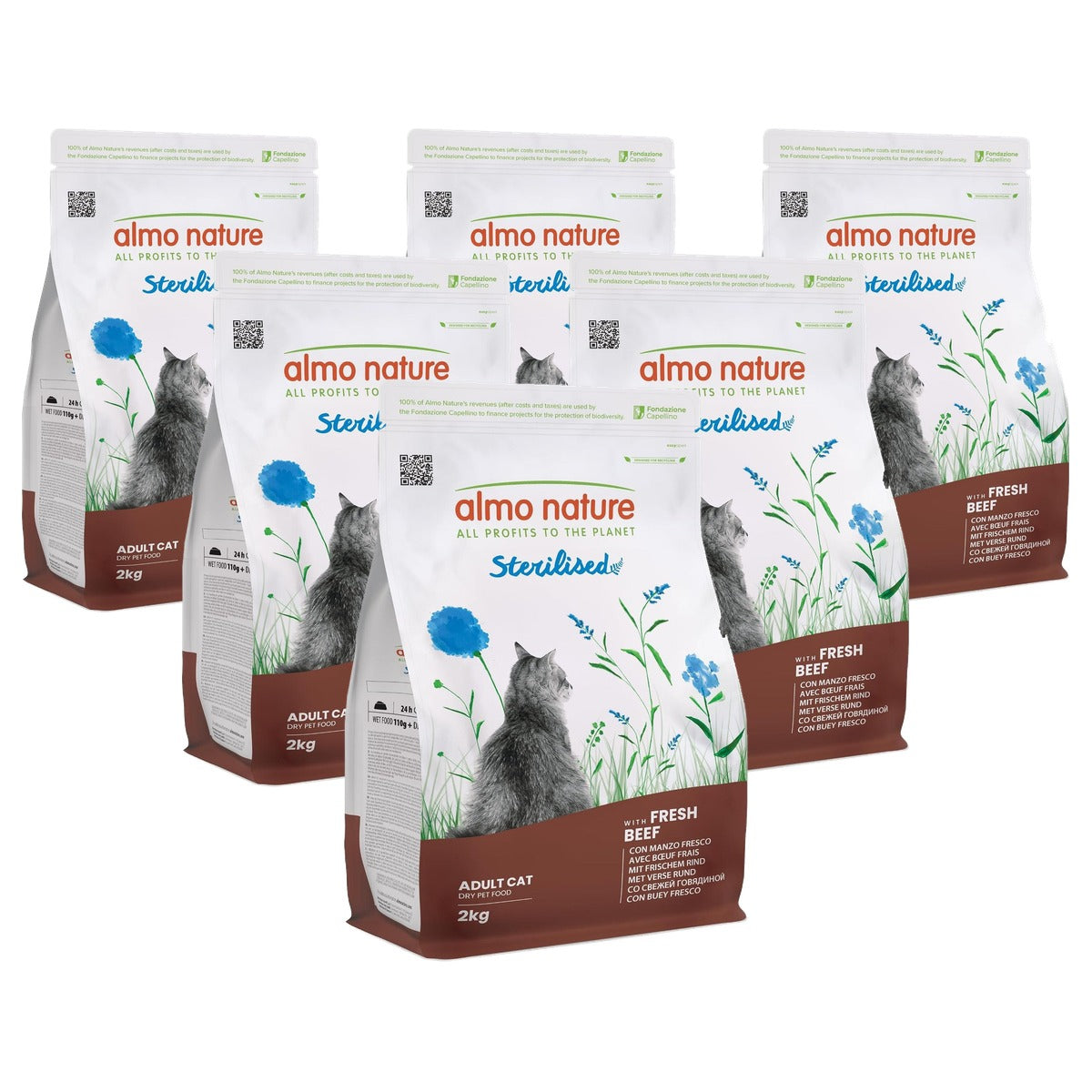 Almo Nature Sterilised Droogvoer Kat Vers Rundvlees 2 kg - 6-pack