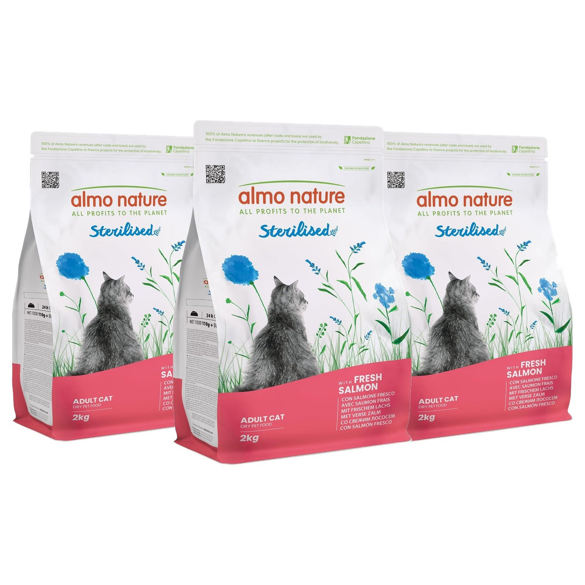 Almo Nature Sterilised Droogvoer voor Katten met Zalm 2 kg - 3-pack
