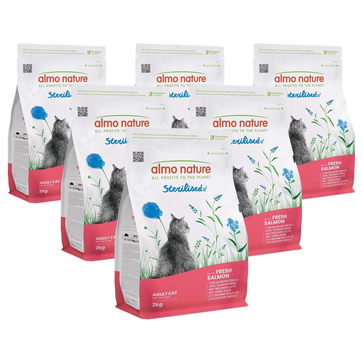 Almo Nature Sterilised Droogvoer voor Katten met Zalm 2 kg - 6-pack