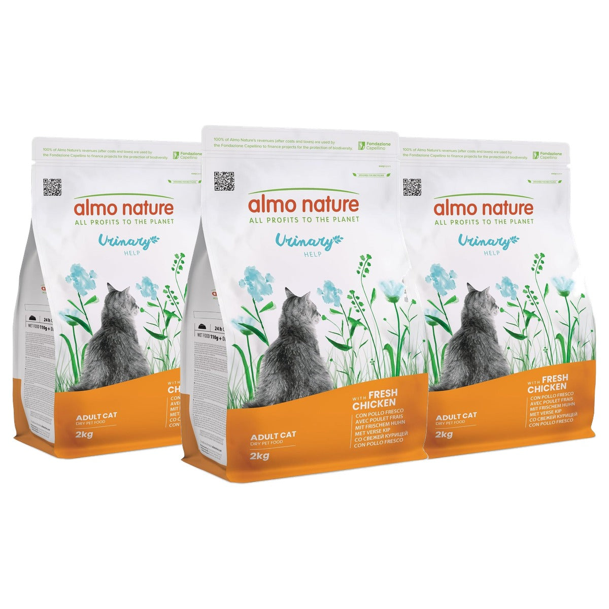 Almo Nature Urinary Help Droogvoer voor Katten met Kip 2 kg - 3-pack