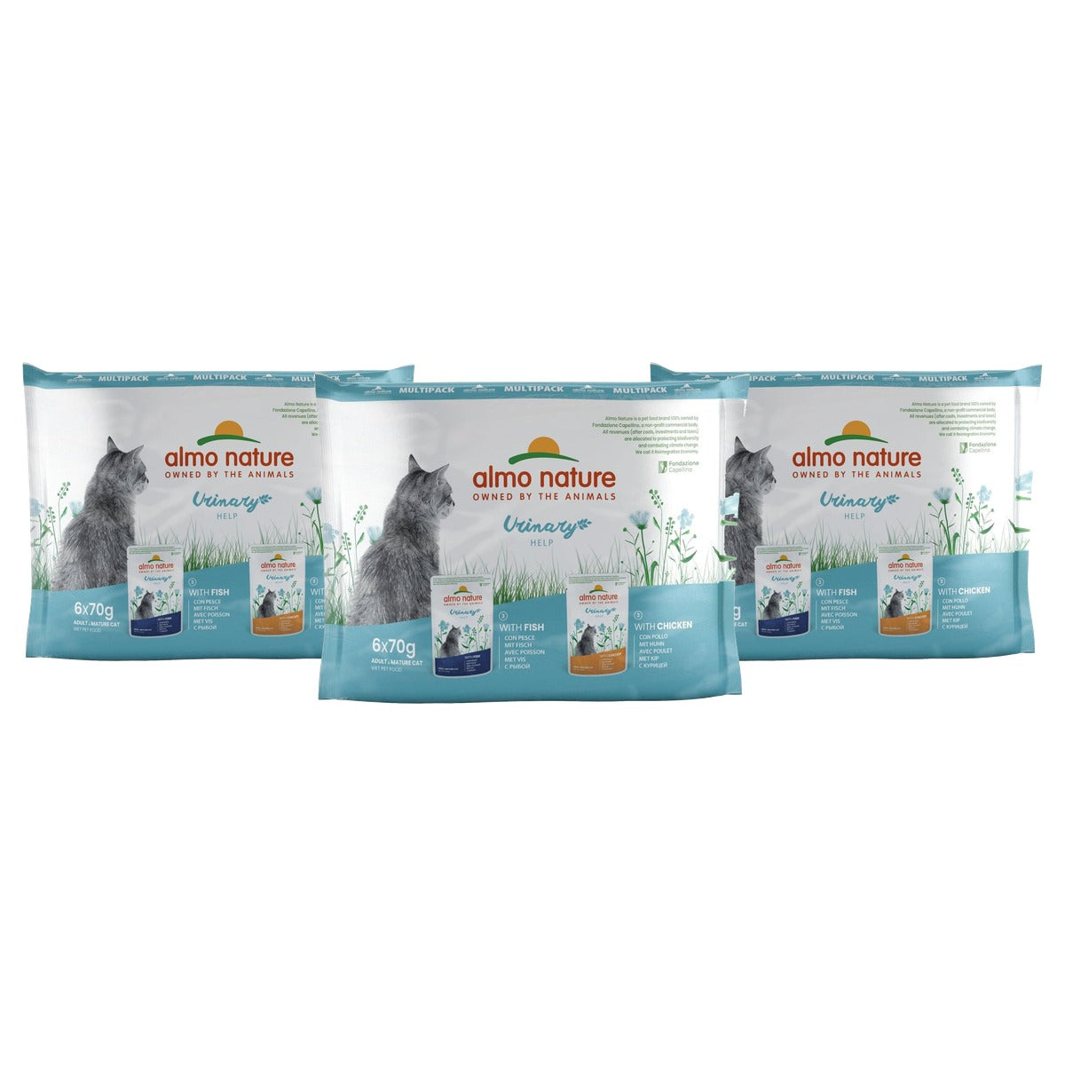 Almo Nature Urinary Help Vochtvoeding Vis en Kip 6 x 70 g - 3-pack