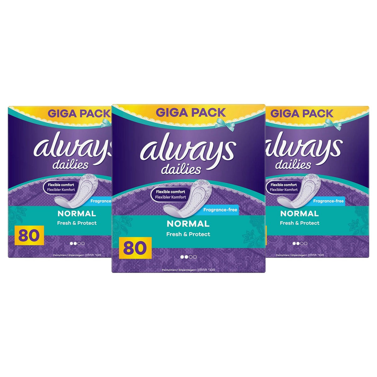 Always Dailies Normale Fresh & Protect Slippers 3 x 80 stuks - Voordeelverpakking