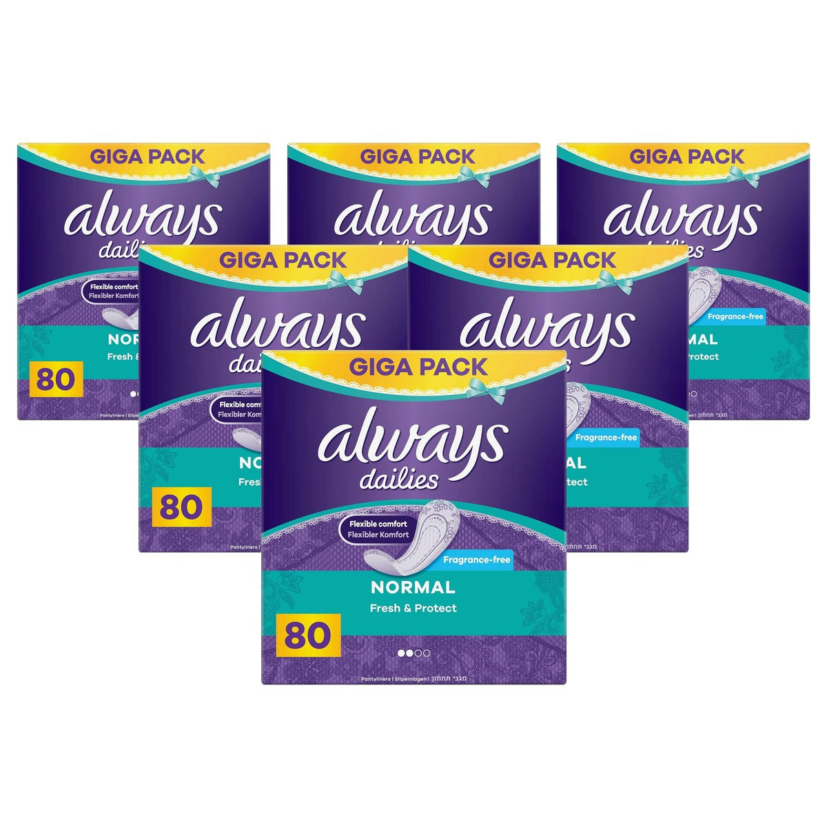 Always Dailies Normale Fresh & Protect Slippers 6 x 80 stuks - Voordeelverpakking