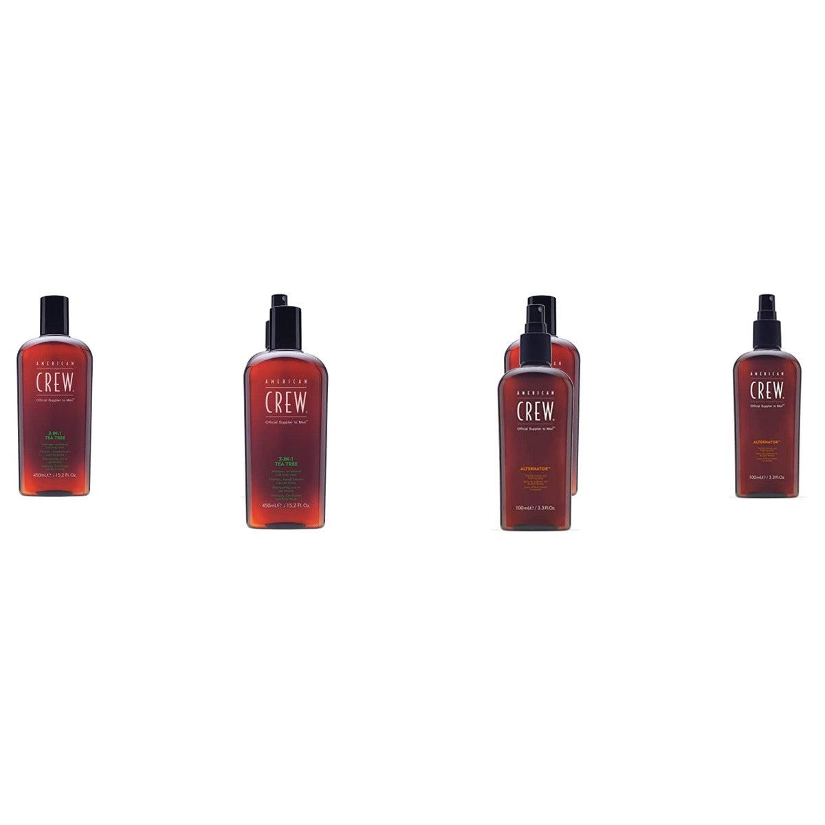 American Crew 3-in-1 Tea Tree Shampoo, Conditioner & Douchegel 450 ml & Alternator Spray - 3-pack