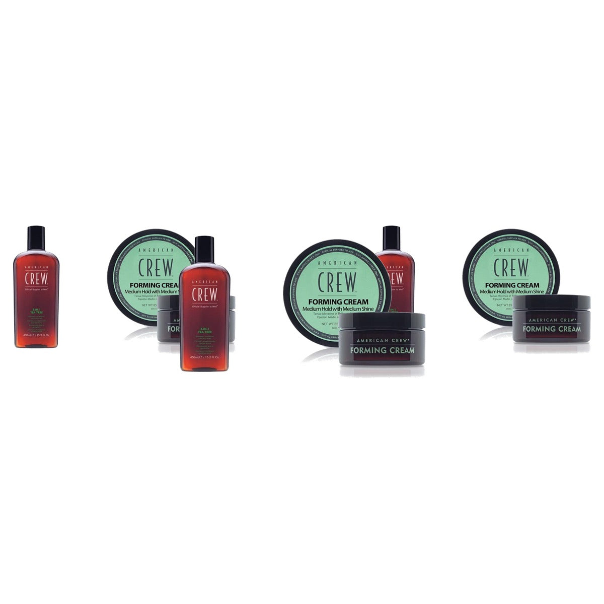 American Crew 3-in-1 Tea Tree Shampoo, Conditioner & Douchegel 450 ml & Forming Cream - 3-pack