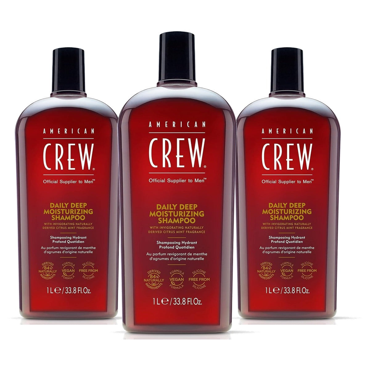 American Crew Daily Deep Moisture Shampoo voor Mannen 1000 ml - 3-pack