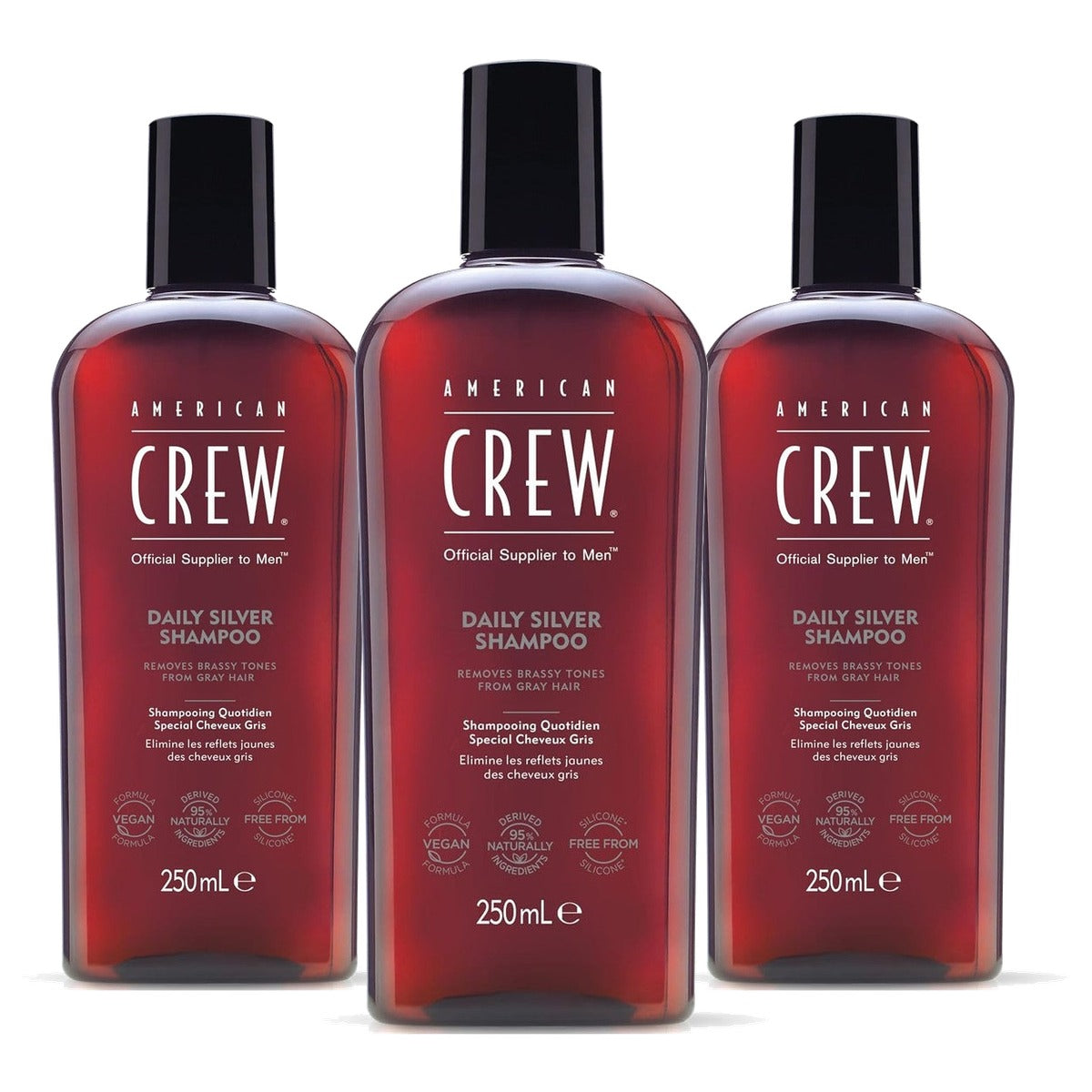 American Crew Daily Silver Shampoo voor Grijs Mannenhaar 250 ml - 3-pack