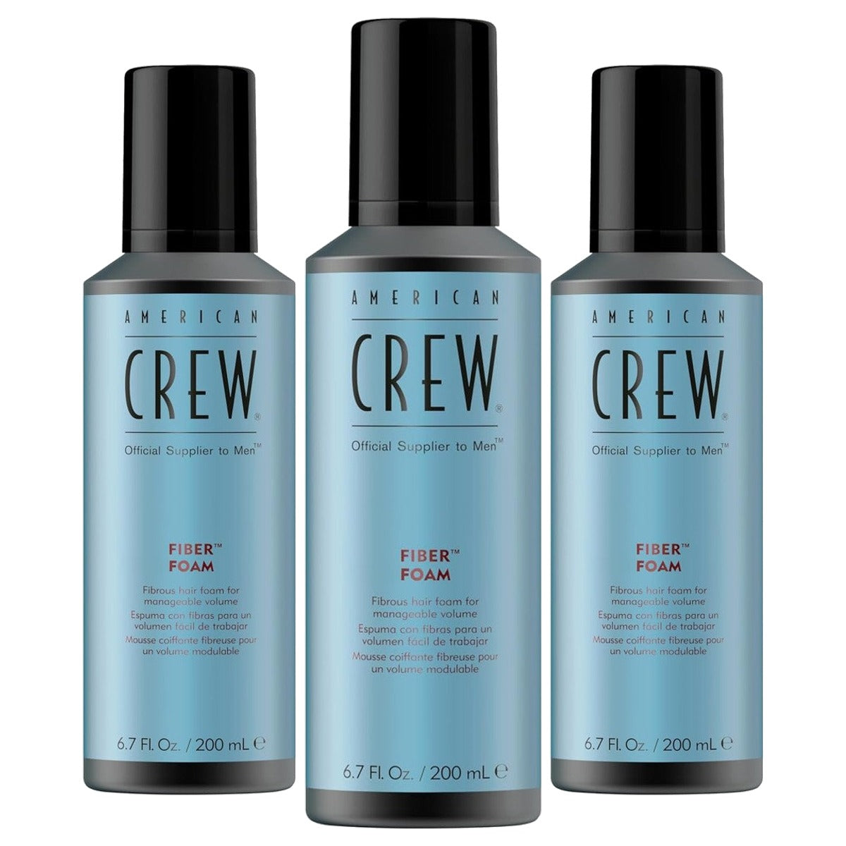 American Crew Fiber Foam Stylingschuim met Gemiddelde Grip 200 ml - 3-pack