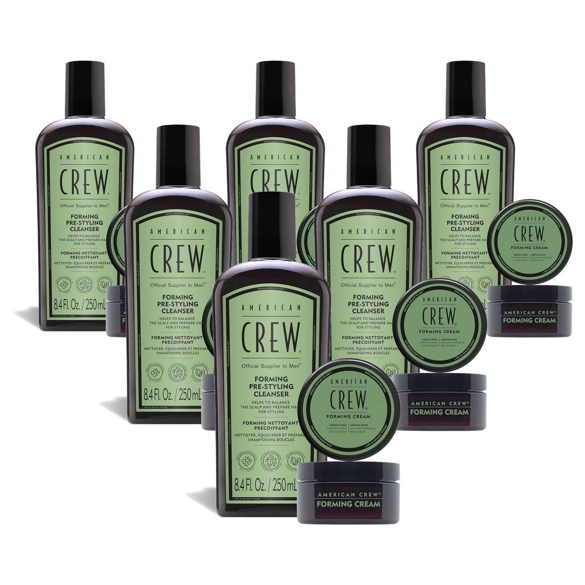American Crew Forming Pre-Styling Shampoo 250 ml & Forming Cream 50 g - 6-pack