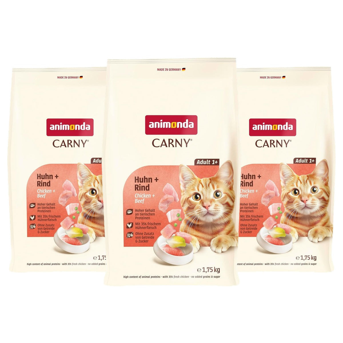animonda Carny droogvoer kat kip en rundvlees 1 x 1,75 kg - 3-pack