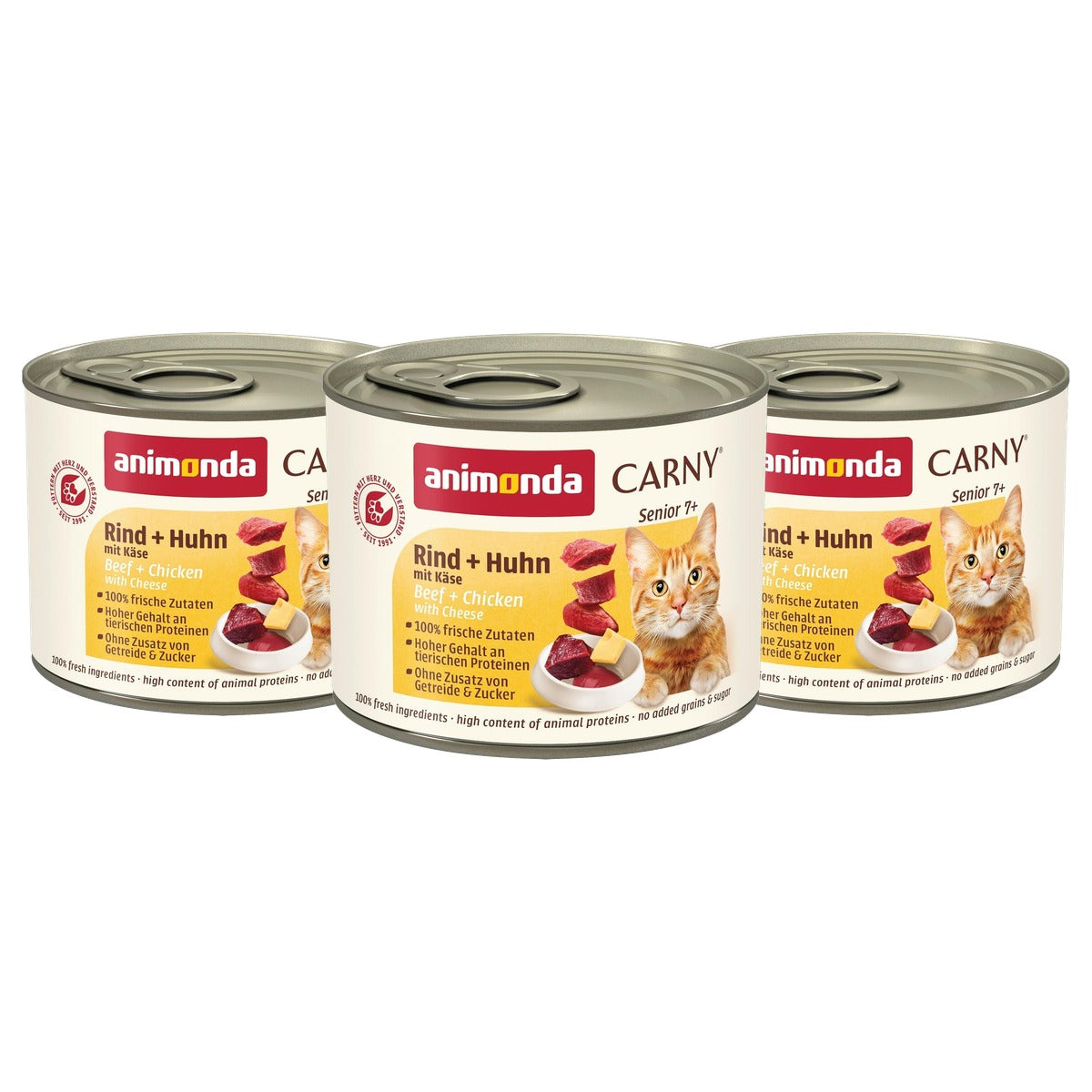 Animonda Carny Senior natvoer kattenvoer rundvlees kip kaas 6 x 200 g - 3-pack