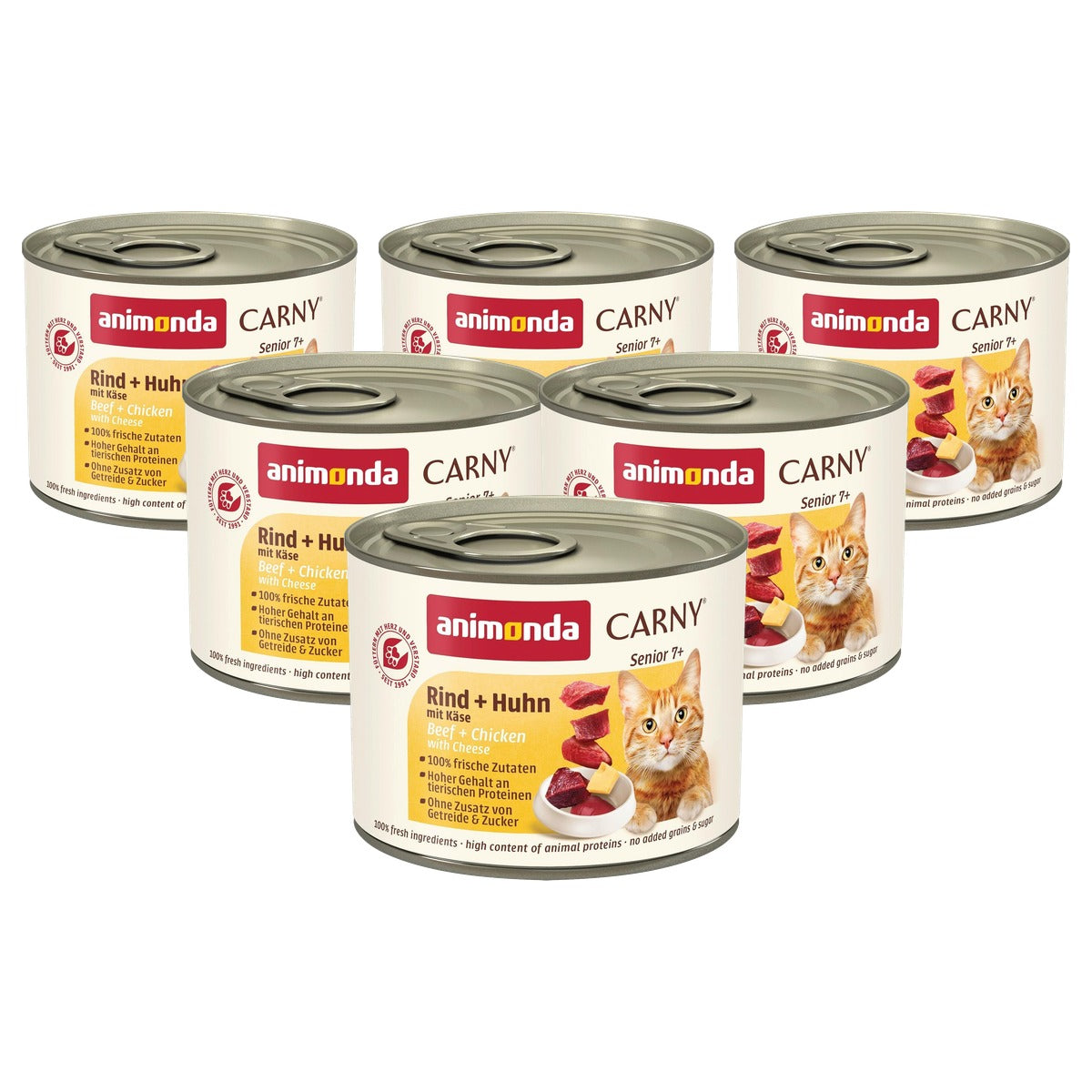 Animonda Carny Senior natvoer kattenvoer rundvlees kip kaas 6 x 200 g - 6-pack