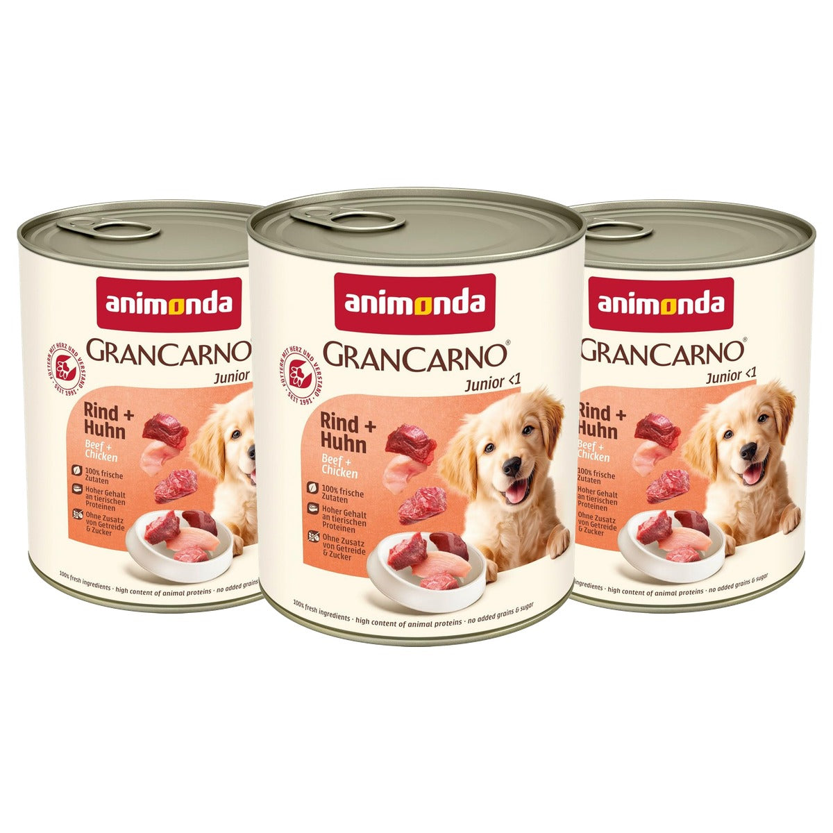 Animonda Grancarno Junior natvoer hondenvoer rundvlees + kip 6 x 800 g - 3-pack