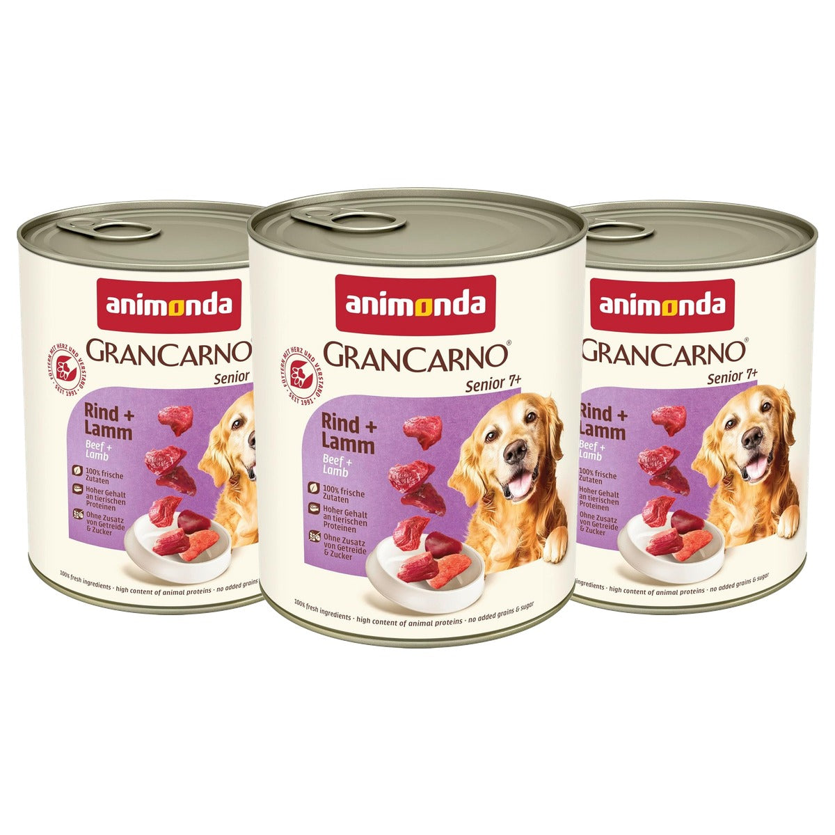 Animonda Grancarno Senior natvoer hondenvoer rundvlees + lam 6 x 800 g - 3-pack