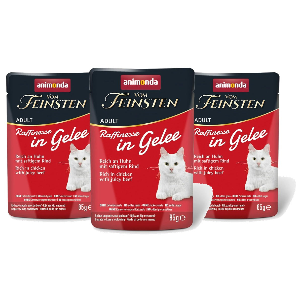 animonda Vom Feinsten Adult natvoer kip-rundvlees gelei 24 x 85 g - 3-pack