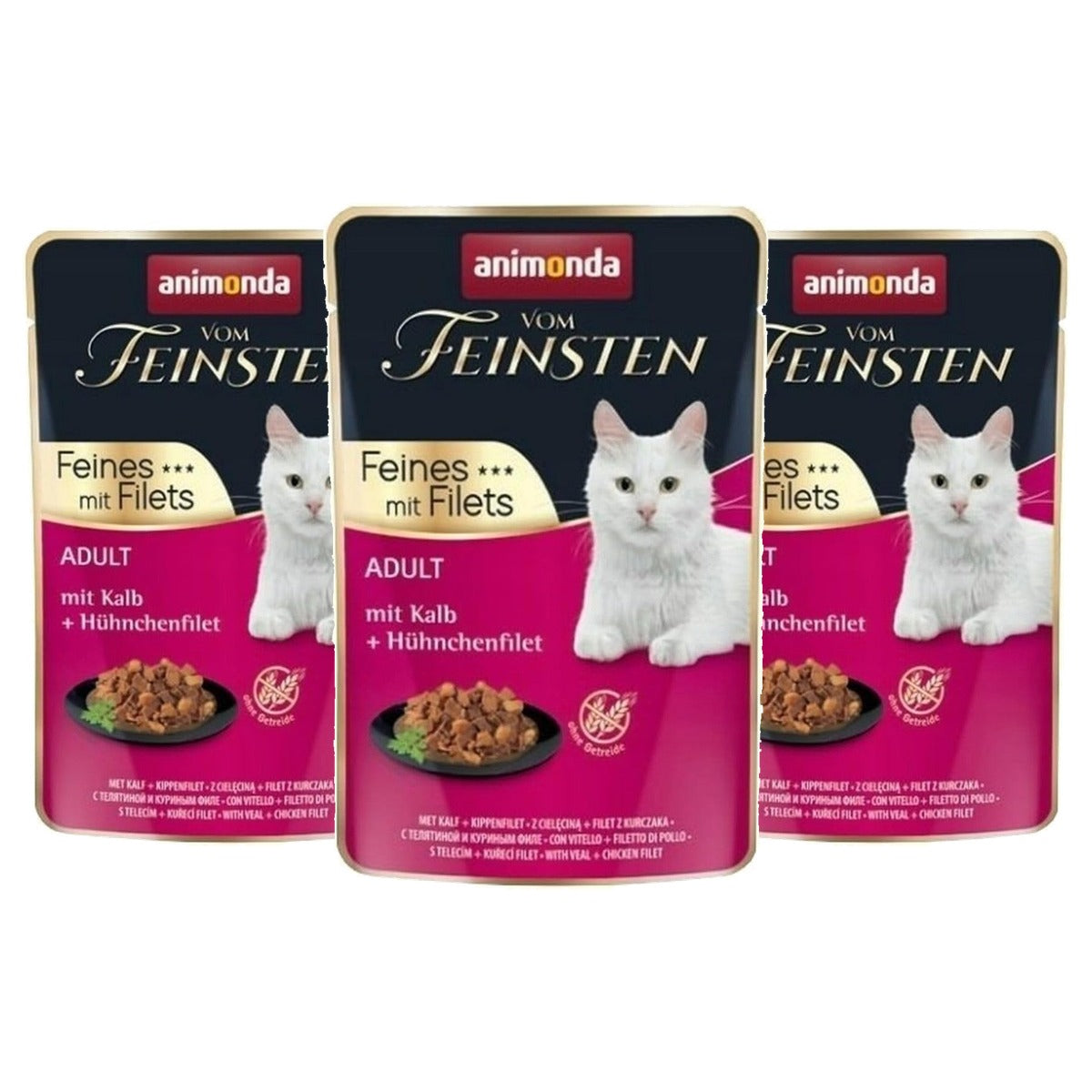 animonda Vom Feinsten Met Filets natvoer kattenvoer kalf & kippenfilet 18 x 85 g - 3-pack