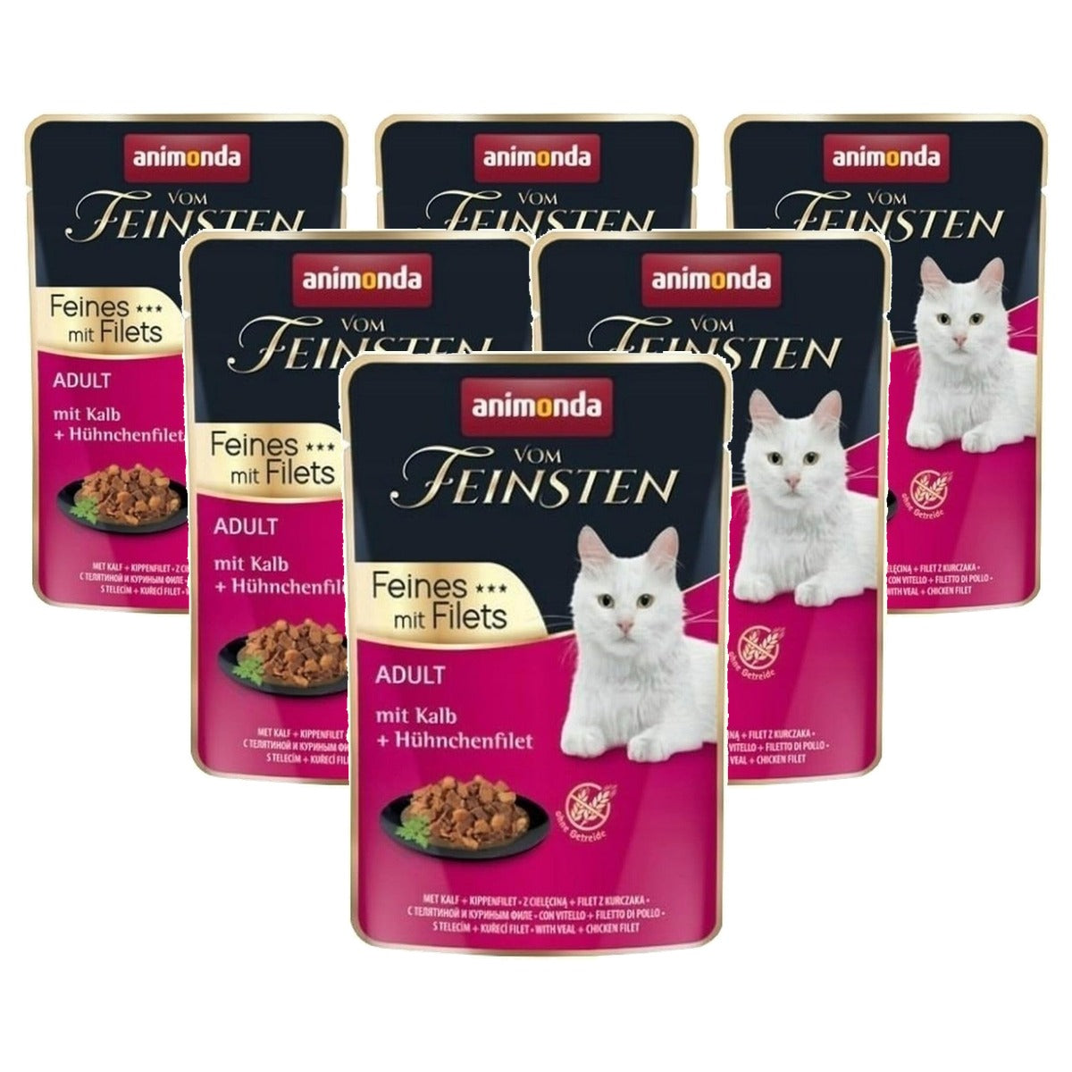 animonda Vom Feinsten Met Filets natvoer kattenvoer kalf & kippenfilet 18 x 85 g - 6-pack