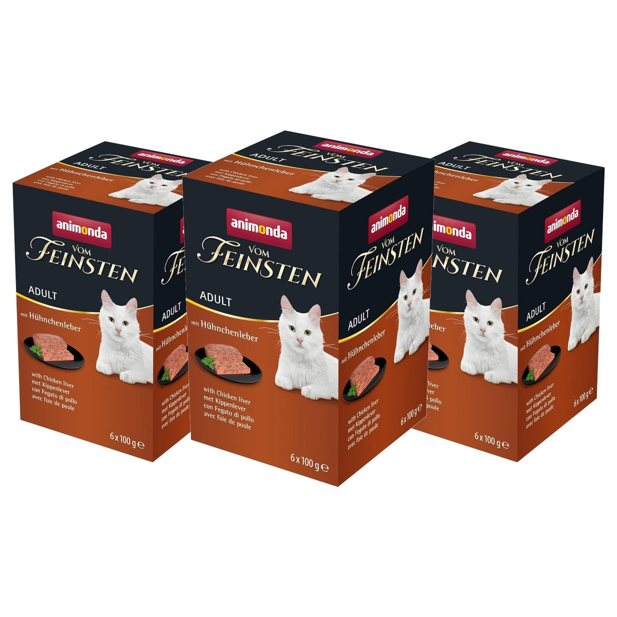 animonda Vom Feinsten natvoer kattenvoer kippenlever 6 x 100 g - 3-pack