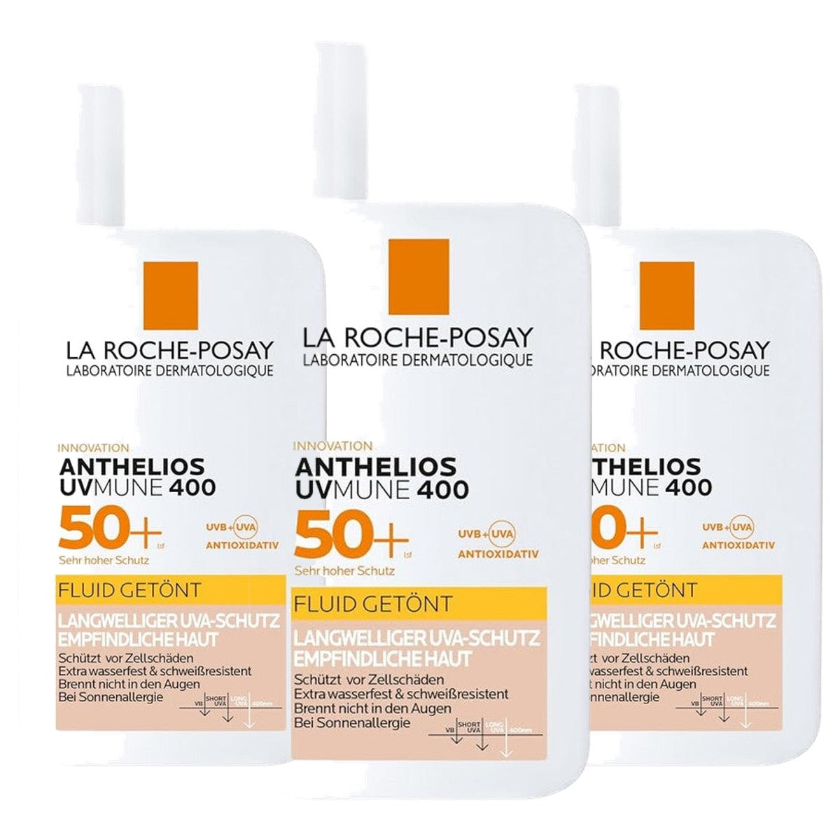 La Roche-Posay Anthelios Getinte Zonnevloeistof Gezicht SPF 50+ 50 ml - 3-pack
