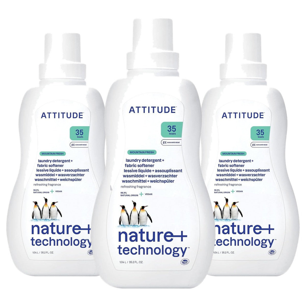 Attitude 2-in-1 Wasmiddel en Wasverzachter Mountain Essentials 1,05 l - 3-pack