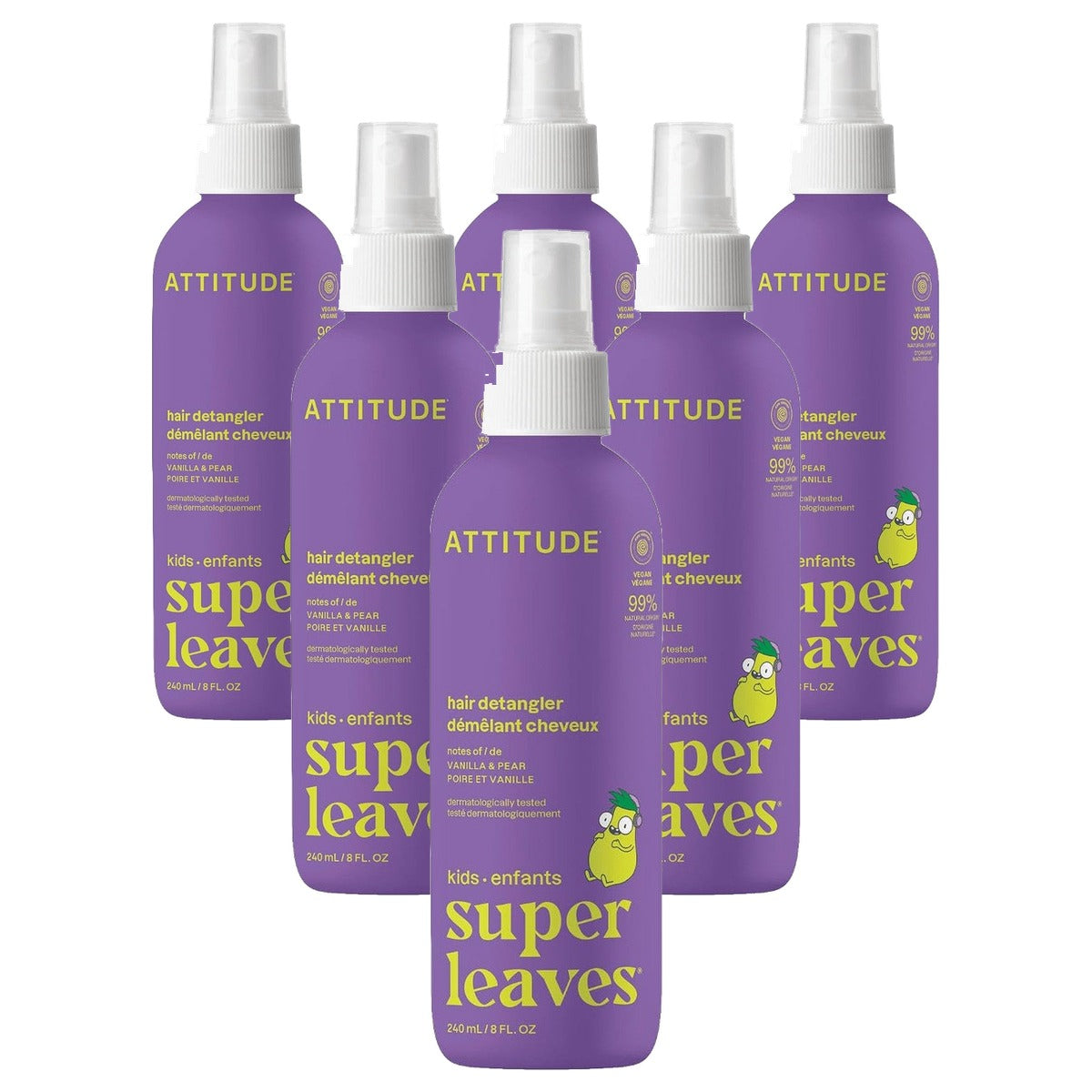 Attitude Haarontwarrer Spray voor Kinderen Vanille & Peer 8 fl oz - 6-pack