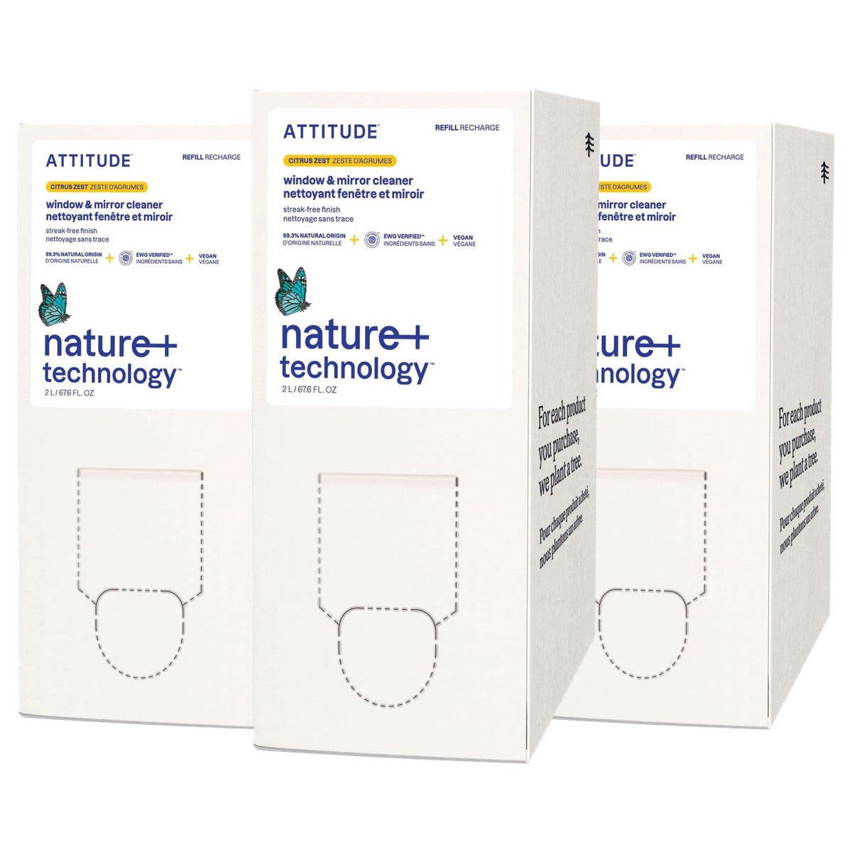 Attitude Raam- en Spiegelreiniger Citrusschaal 2 l - 3-pack