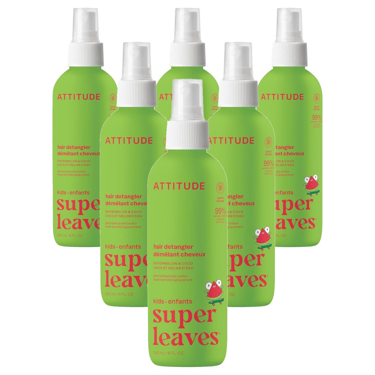 Attitude Haarontwarrer Spray voor Kinderen Watermeloen en Coco 240 ml - 6-pack