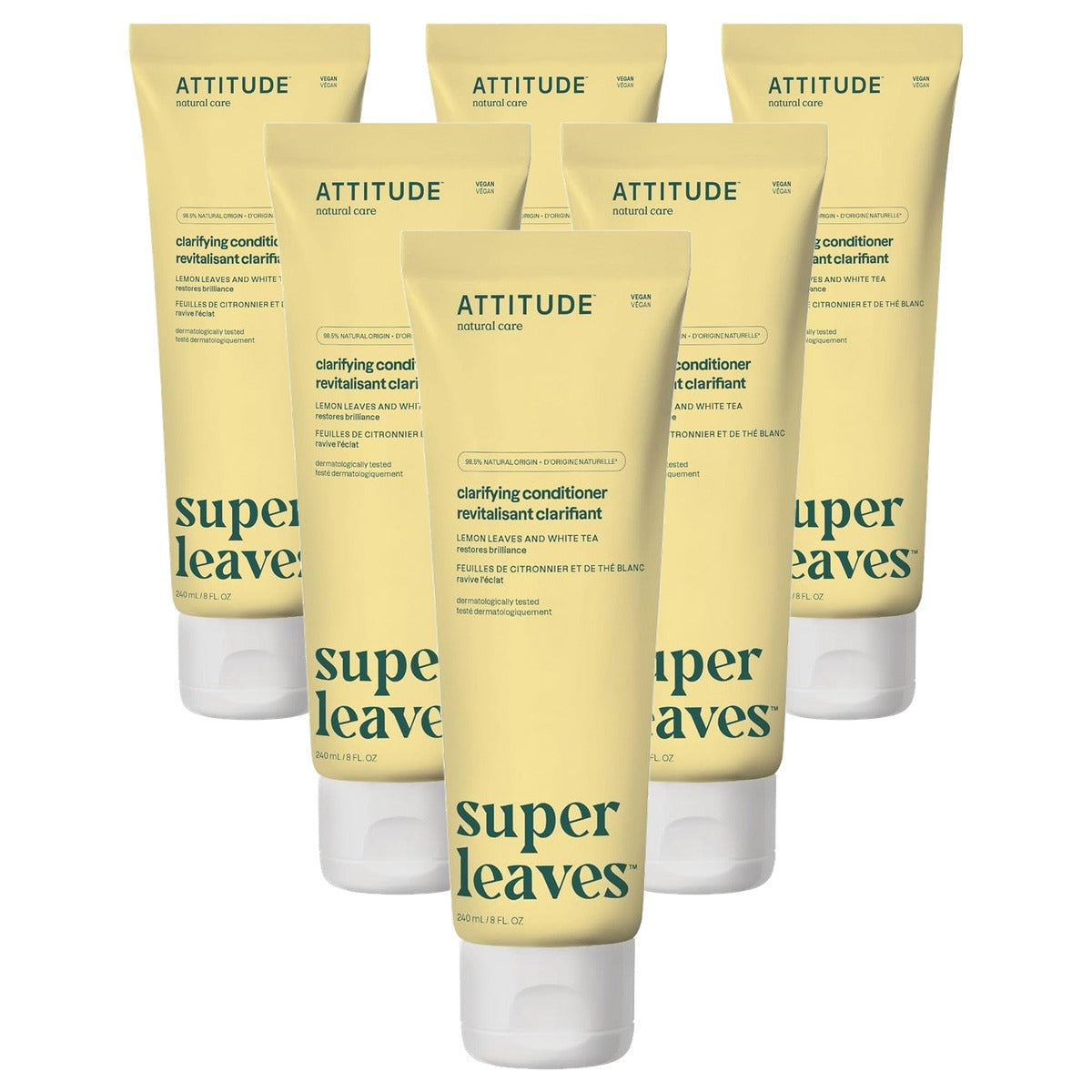 Attitude Verfijnde Haarconditioner Citroenbladeren en Witte Thee 240 ml - 6-pack