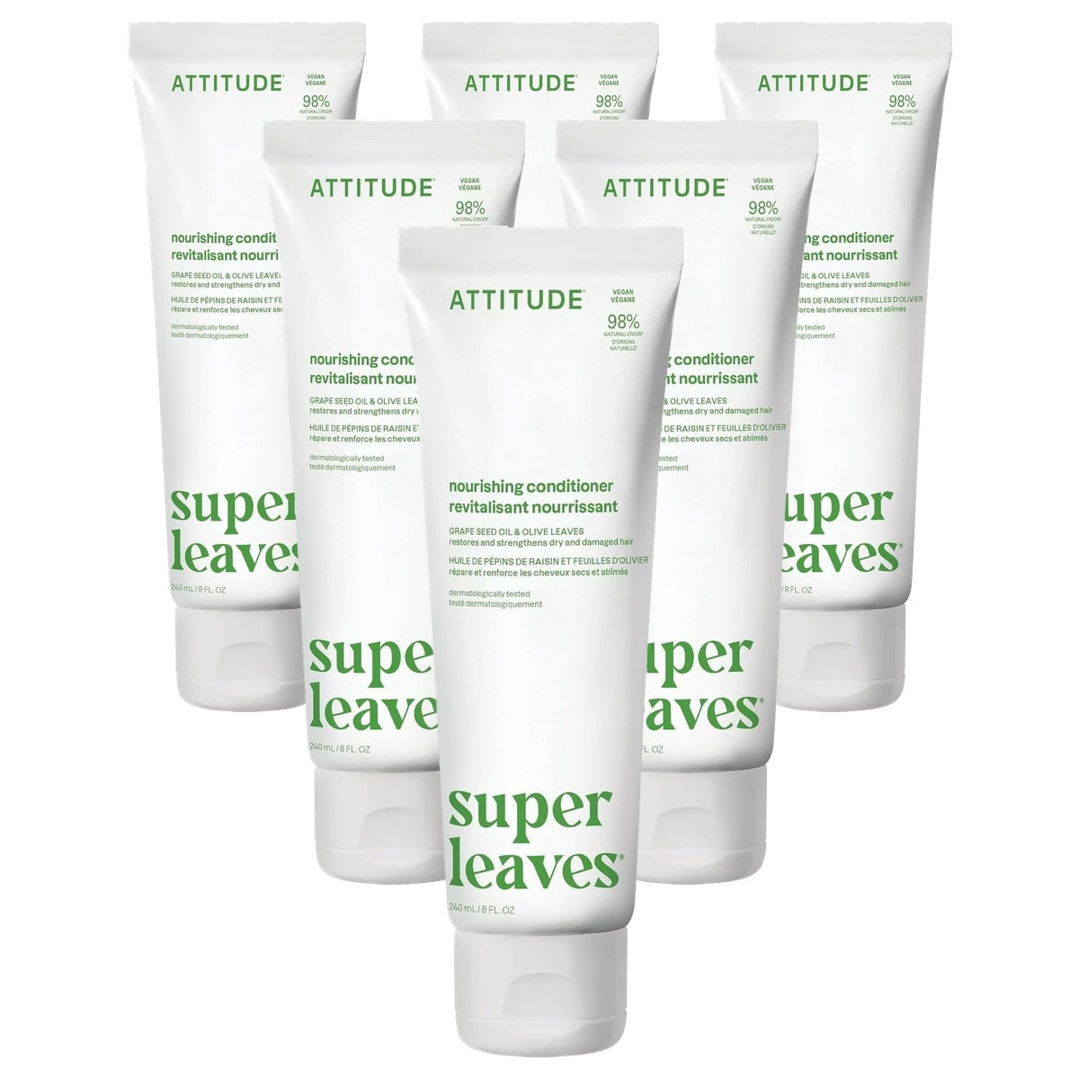 Attitude Voedende Haarconditioner Grapeseedolie en Olijfbladeren 240 ml - 6-pack