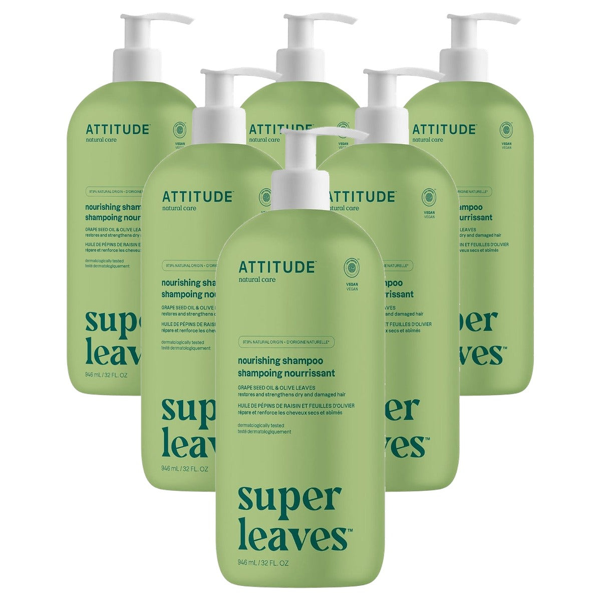 Attitude Voedende Haarshampoo Grapeseedolie en Olijvenbladeren 946 ml - 6-pack